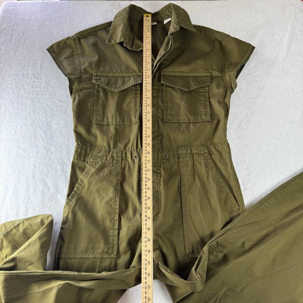 Levi’s Army Green Utility Jumpsuit XS Cotton Cargo Coverall Romper Cap Sleeve - Picture 6 of 14